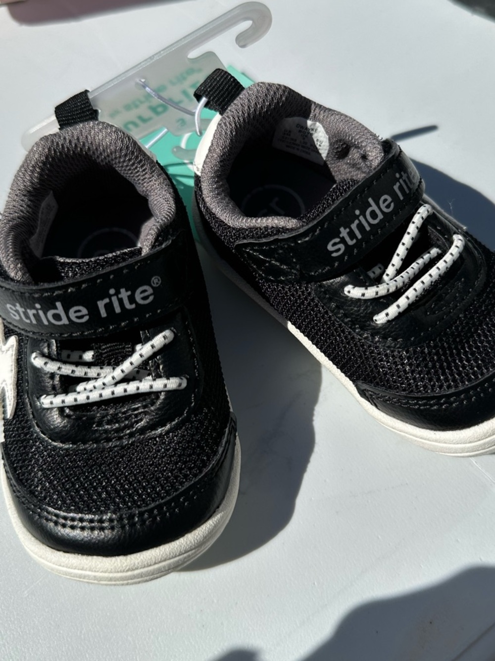 Stride Rite Black Toddler Sneakers with White Soles